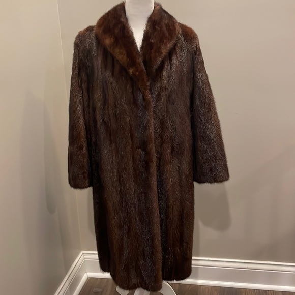 Vintage Brown Mink Long Fur Coat Mark Perlman’s - Picture 2 of 10